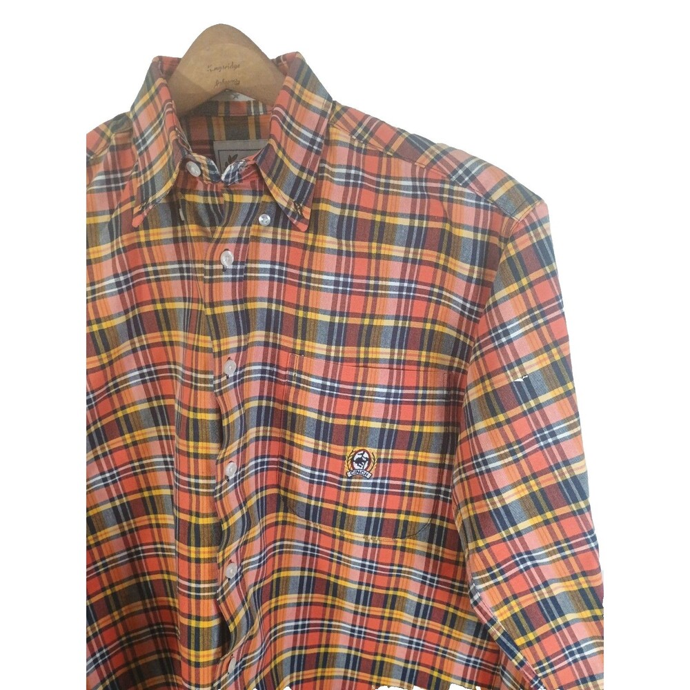 Cinch Long Sleeve Shirt Size S Orange & Yellow Check Plaid Western Rodeo Cowboy